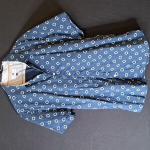 Michael Brandon Shirt Adult Large Blue‎ White Geometric Camp Collared